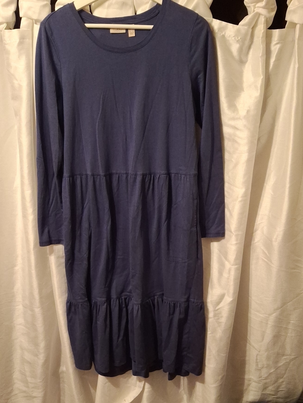 LOGO by Lori Goldstein Purple/blue Tiered Long-Sleeve Dress